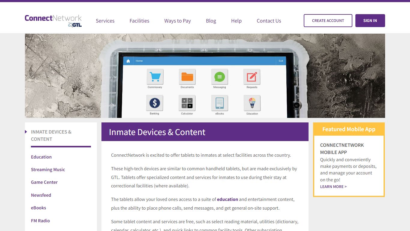 Inmate Devices & Content | ConnectNetwork